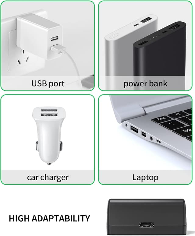 Detalle 2 de Batteries rechargeables Surfola (compatible Wolfang) 1350 mAh pour caméra sport – pack de 2 + chargeur USB double