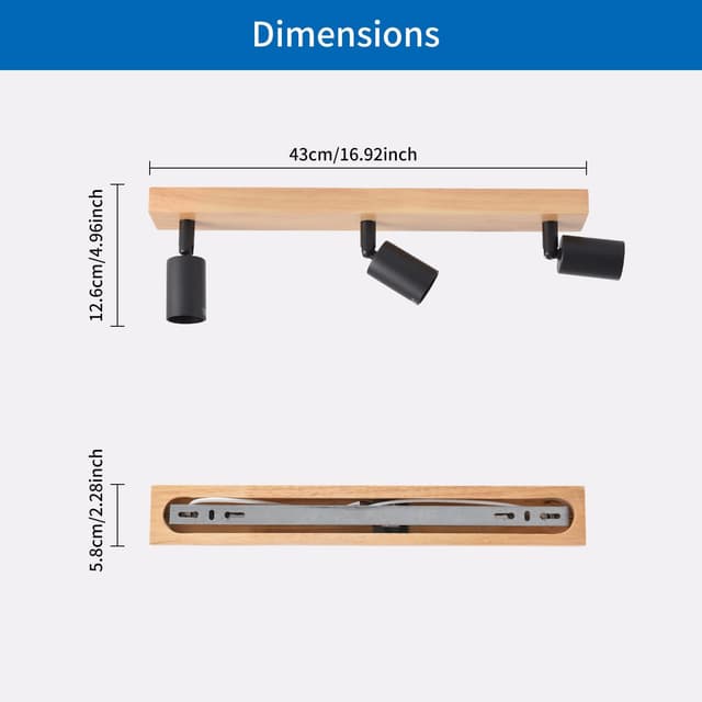 Thumbnail 4 de ANWIO lámpara techo 3 focos LED E27 negro