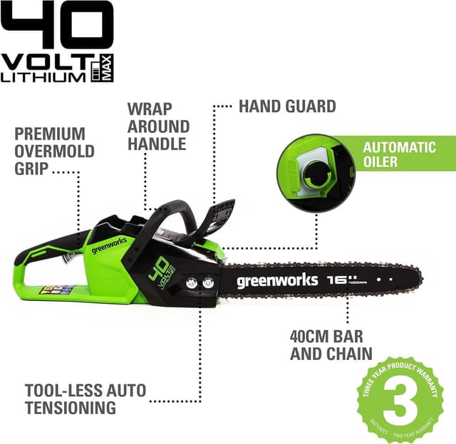 Detalle 2 de Greenworks GD40CS18 Motosierra a Batería 40 cm