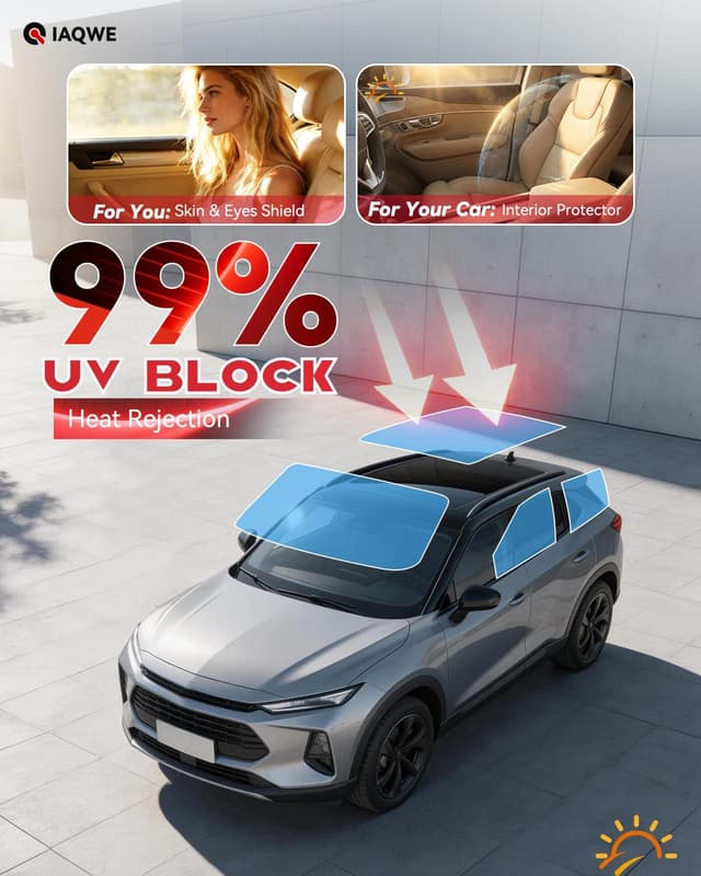 Detalle de IAQWE 35% VLT Ceramic Car Window Tint Film (20" x 20ft) — High Heat & UV Block Privacy Tint, Black