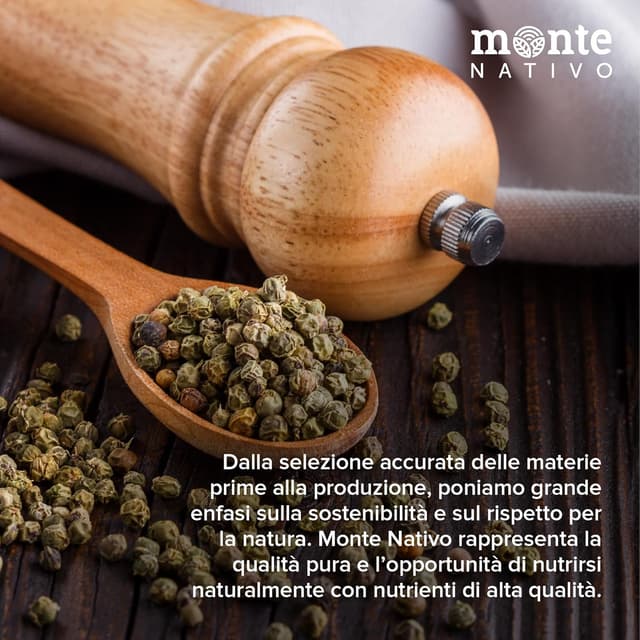 Detalle 2 de Grani di Pepe Verde Monte Nativo (150 g) di Grani di Pepe verde: spezie essiccate per un tocco vivace e fresco