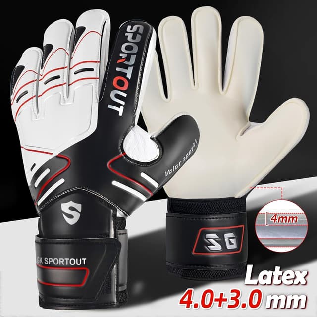 Detalle 2 de Sportout Youth & Adult Goalie Goalkeeper Gloves with Strong Grip, Finger Protection & Double Wrist Support