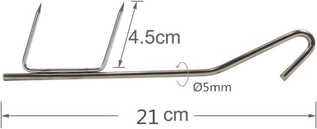 Detalle 2 de Räucherhaken Profi Doppelhaken (10/20 Stück) aus Edelstahl, ca. 21 cm