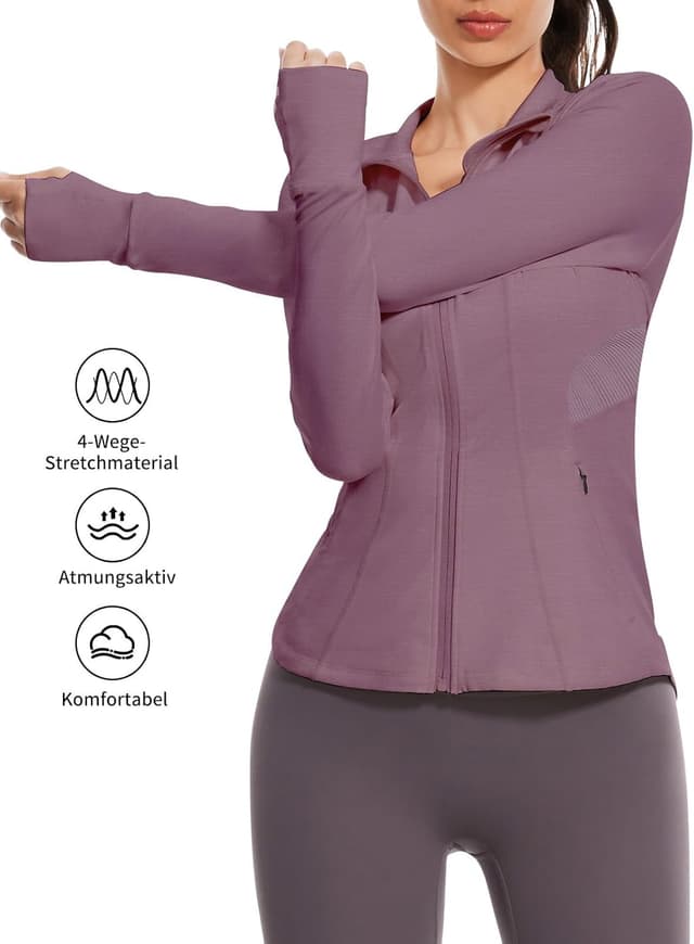 Detalle de VUTRU Damen Laufjacke Sportjacke Langarm für Running