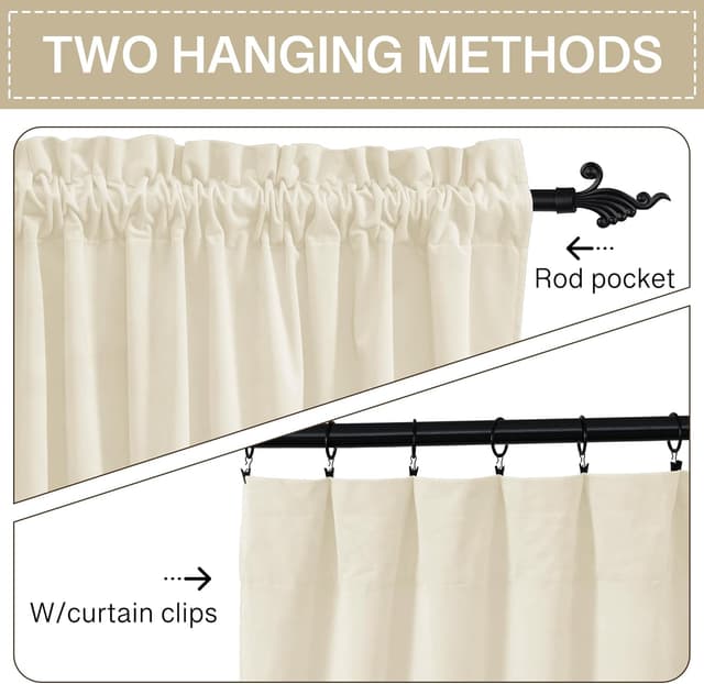 Thumbnail 1 de StangH Ivory Velvet Curtains 63in 2 Panels