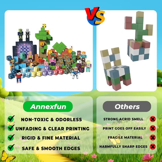 Detalle 2 de Annexfun 464PCS Magnetic Blocks with 10 Action Figures STEM Building Set (Ages 6+)