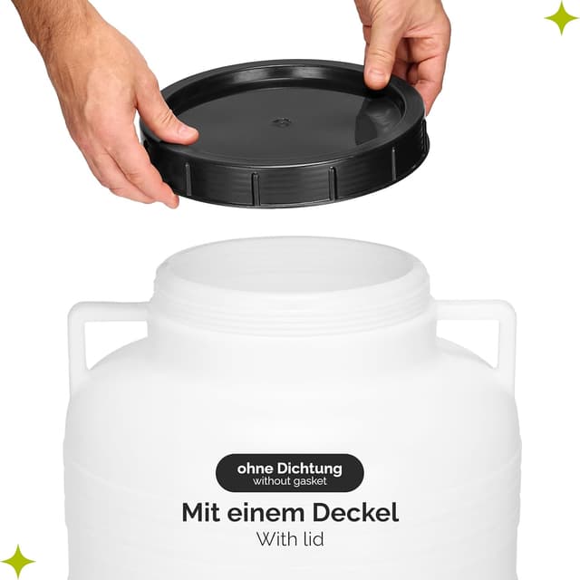 Detalle de Garronda 60-Liter BPA-freies Weithalsfass (HDPE) mit Deckel – Surfass Pökelfass & Regenwassertank