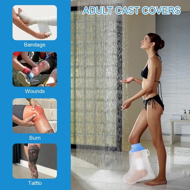 Detalle 2 de ANOMM Copertura impermeabile per piedi e doccia con gesso (riutilizzabile, anello in silicone)