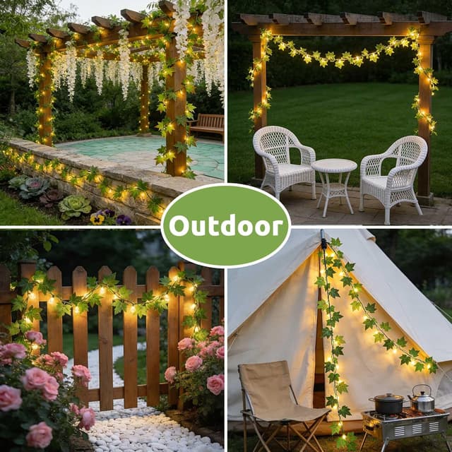 Thumbnail 6 de Joycome Catena Luminosa Solare Esterno con edera artificiale, 12 m e 100 LED