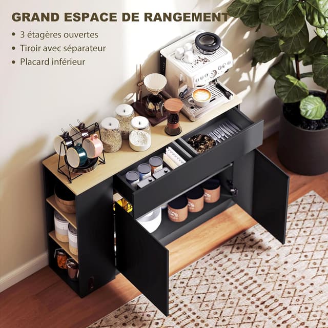 Detalle de HOMCOM buffet rangement 110 x 29,5 x 82 cm