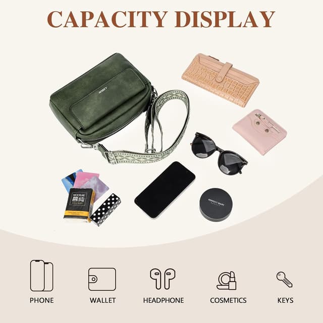 Detalle de Gladdon sac bandoulière femme : petit sacoche en cuir PU léger, imperméable et bandoulière amovible