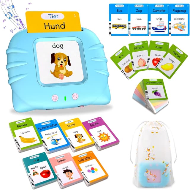 Detalle de Sprechende Flash-Karten Standard Deutsch – 255 Karten mit 510 Wörtern (Lernspielzeug für 2–4 Jahre, Blau)