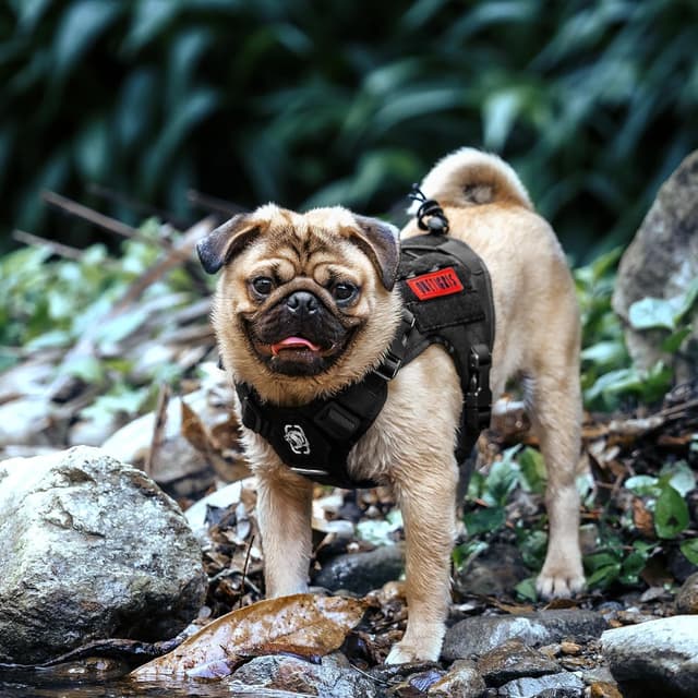 Detalle 2 de OneTigris Fire Watcher – harnais tactique pour chien Molle noir (taille XS) avec poignée et anneaux en D