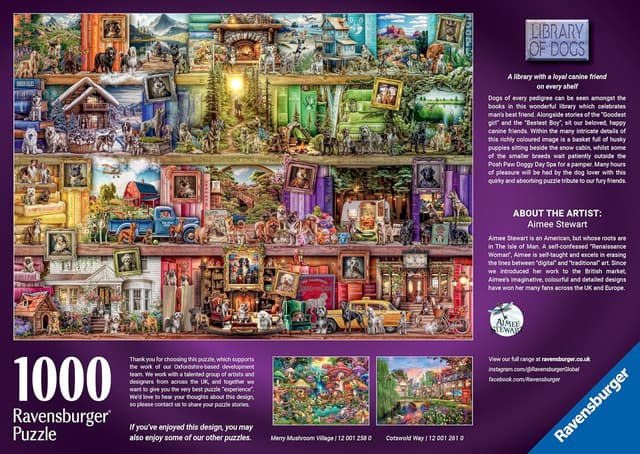 Detalle 2 de Ravensburger Library of Dogs 1000-Piece Jigsaw Puzzle (70 x 50cm) for Adults and Kids 12+