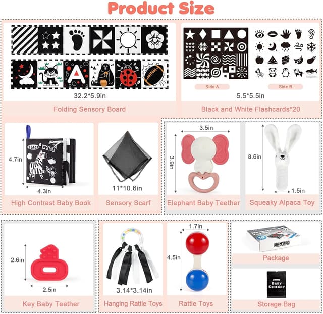 Thumbnail 6 de URMYWO 29-piece newborn sensory toy set (black & white) for 0–6 months