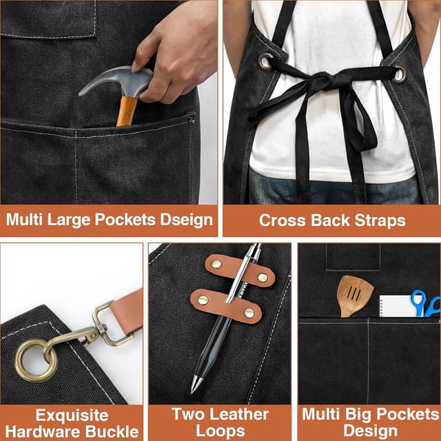 Thumbnail 4 de lompyeu Delantal de Cocina Impermeable 3 Bolsillos