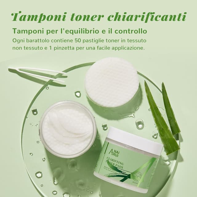 Detalle de ANAiRUi Clarifying Toner Pads con acido azelaico e BHA (acido salicilico), 50 pezzi