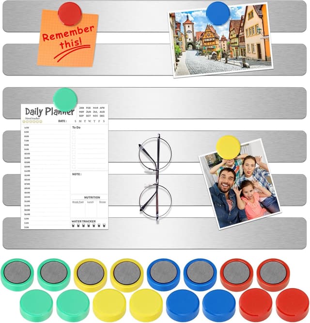 Detalle de Wukong Magnettafel Memotafel 6er-Set (30×3 cm) selbstklebend mit 16 starken Magneten