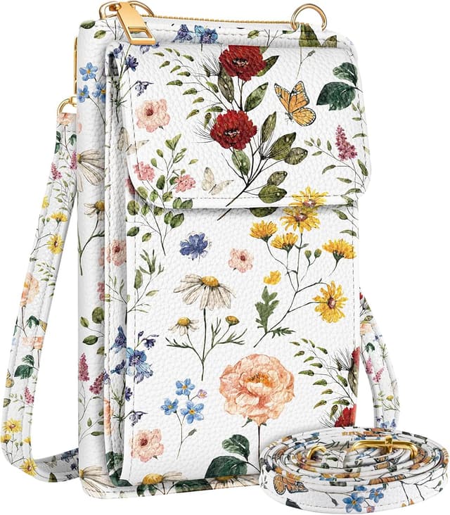 Detalle de Miss Adola cute crossbody phone purse with adjustable strap and vintage flower design