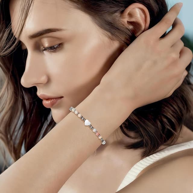 Detalle 2 de Damen Perlenarmband mit Obsidian oder Tigerauge und Edelstahlperle – Silberfarben, nickelfrei, 18 cm + 5 cm Verlängerung