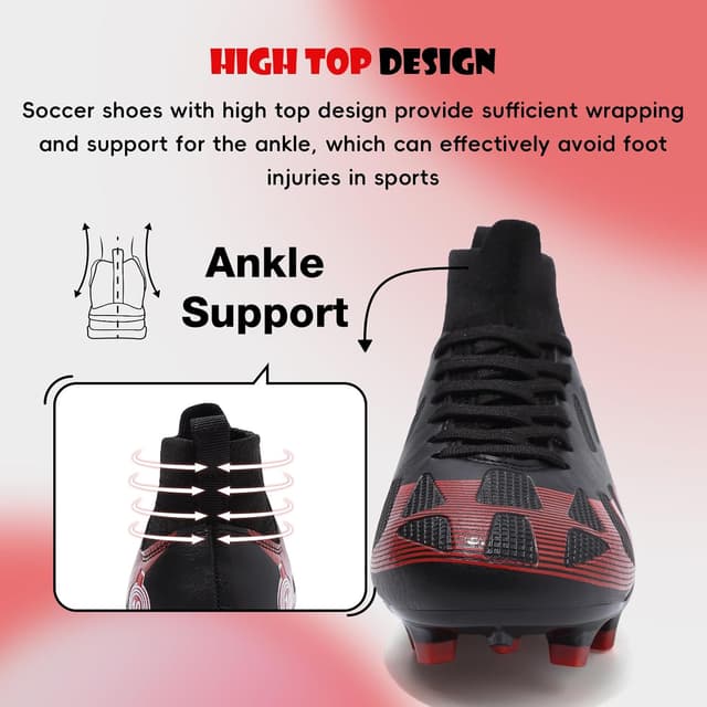 Detalle de WOwallet Fußballschuhe für Kinder (Jungen & Mädchen) – robuste Sport-Outdoor-Schuhe mit hohem Schaft