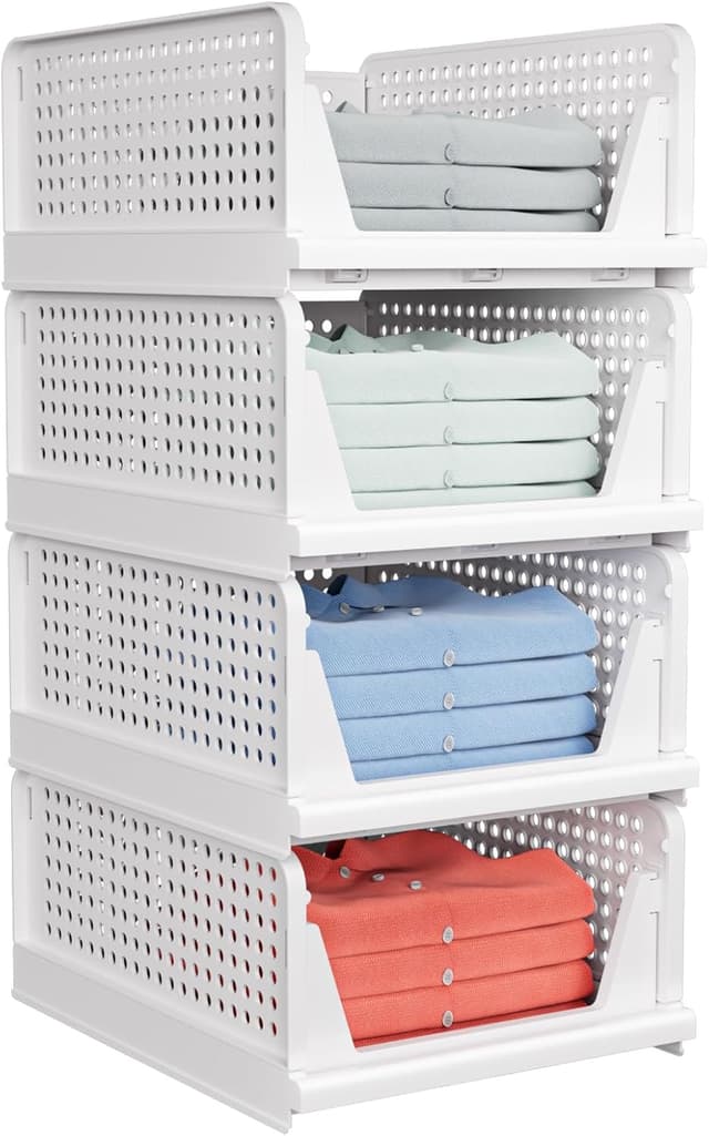 Detalle de caktraie 4 Pack Stackable Closet Storage Basket 16.6"