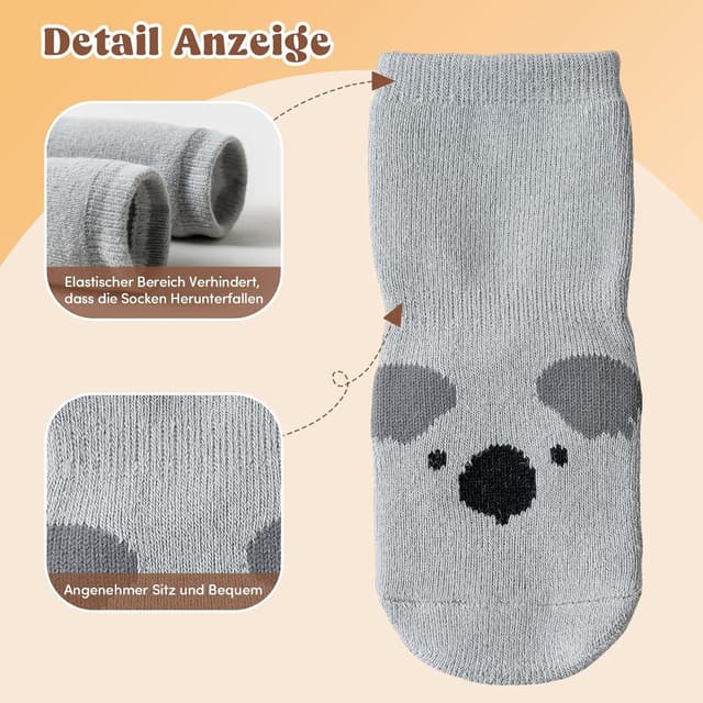 Detalle 2 de SockWaddles Stoppersocken Kinder & Baby – 5 Paar ABS Antirutschsocken aus Baumwolle (Jungen & Mädchen Crew)