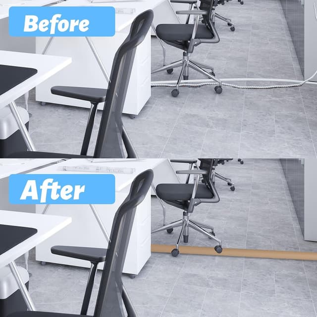 Detalle de DIKARIYA Kabelkanal Braun selbstklebend (3 cm x 3 m) – flexible Boden-Kabelbrücke für Outdoor, Haus & Büro