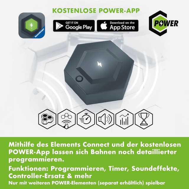 Detalle 2 de Ravensburger GraviTrax Power Element Connect 27469 – Erweiterung für die Kugelbahn mit App-Verbindung (ab 8 Jahren)