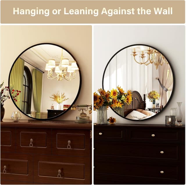 Thumbnail 6 de HARRITPURE Round Mirror 24-inch Black Wall Mirror 🪞