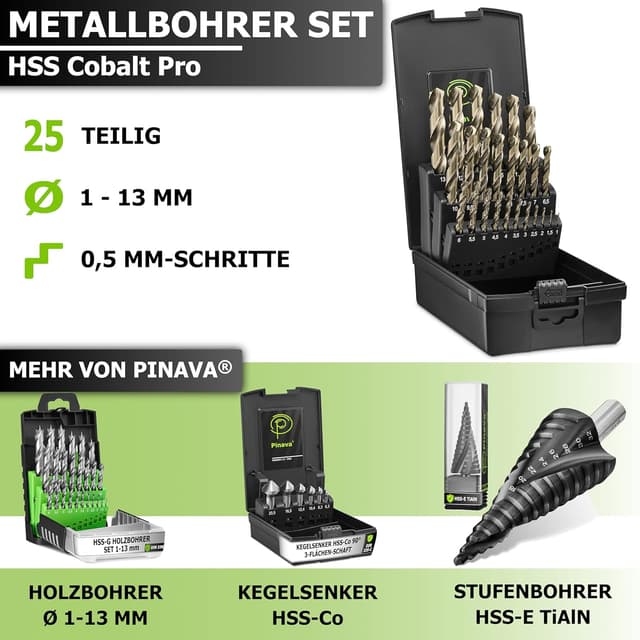 Thumbnail 6 de Pinava Metallbohrer-Set HSS Cobalt 25-teilig
