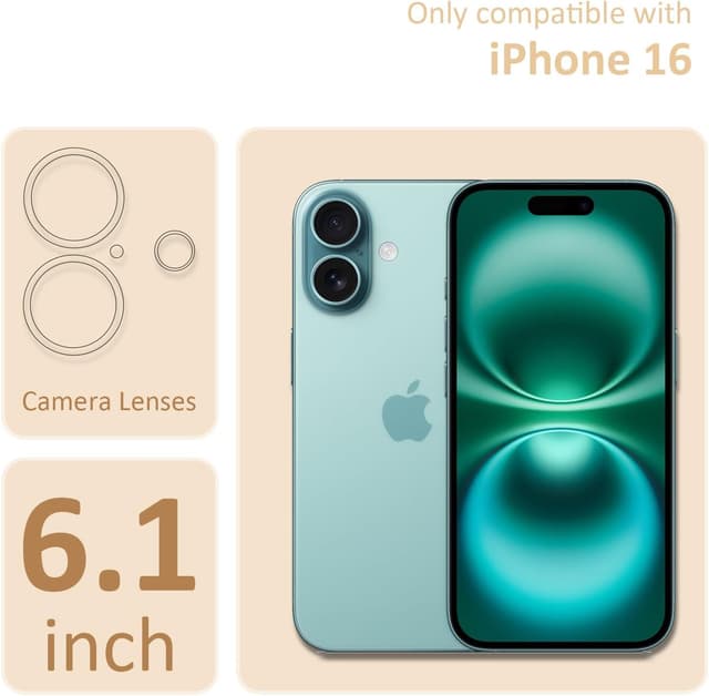 Detalle 2 de CAROKI Clear Phone Case for iPhone 16 (6.1") – WildFlower Pattern TPU bumper cover