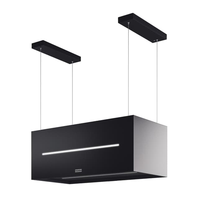 Detalle de Franke Maris campana de isla negra mate