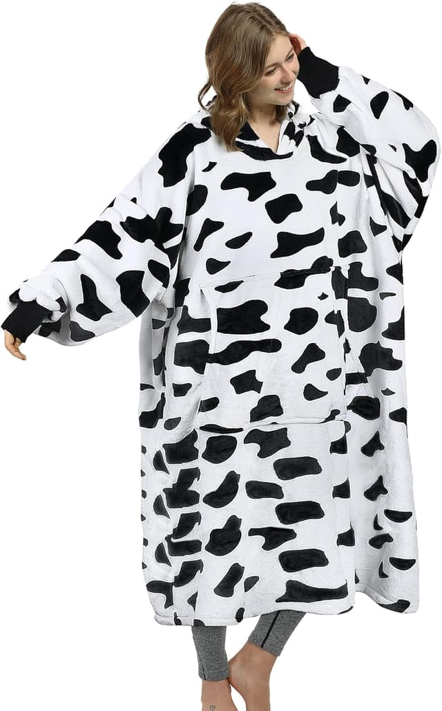 Imagen de Catalonia Classy Long Soft Hoodie Blanket Cow Print 🧣 en OfertitasTOP