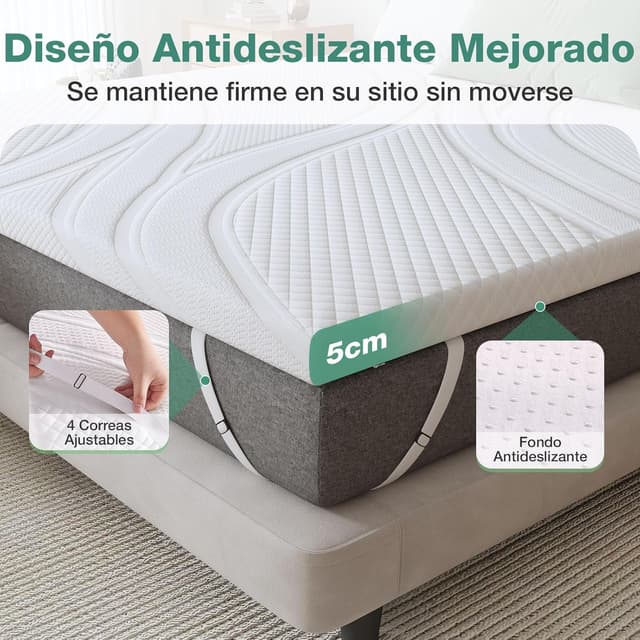 Detalle 2 de Novilla Topper Viscoelástico 150x190cm con Bambú y Gel