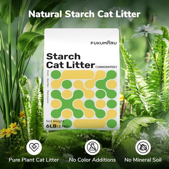 Detalle de FUKUMARU Cassava Cat Litter (Unscented) strong clumping, low dust, plant-based bulk – 2.7kg x 4 bags