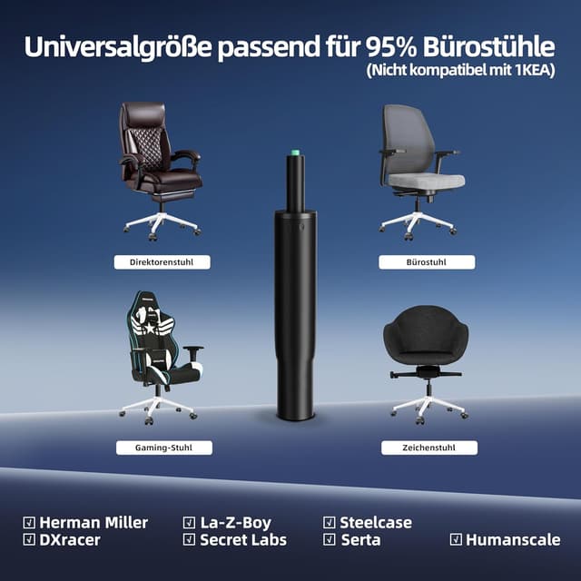 Thumbnail 6 de Mastery Mart Gasdruckfeder für Bürostühle: 251–346 mm, Klasse 4 (bis 450 kg) – Ersatzteil