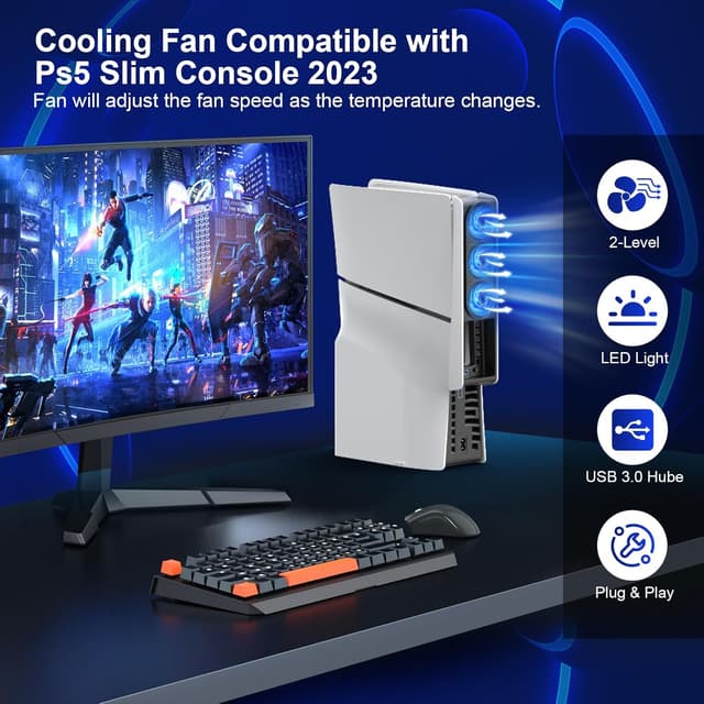 Thumbnail 3 de HUIJUTCHEN Lüfter PS5 Slim Kühlung 2 Stufen