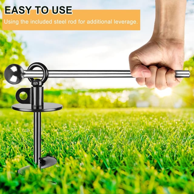 Thumbnail 6 de Dog Tie Out Cable and Stake – 50ft chew-proof stainless steel dog runner with 15" heavy duty anchor