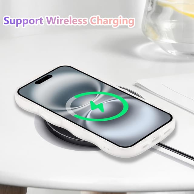 Detalle de ZTOFERA Handyhülle für iPhone 16 Plus – weiche transparente TPU-Hülle mit Wellenrahmen und Sternen