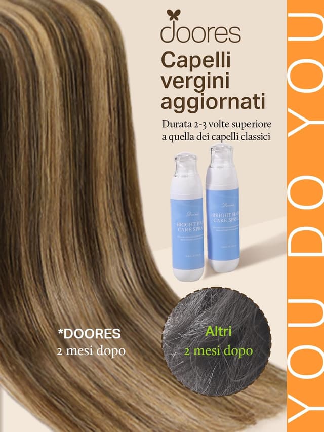 Detalle de DOORES Extension Capelli Veri Remy Biadesive Tape-in Balayage Marrone Cioccolato a Biondo Caramello (45 cm, 40 pz, 100 g)