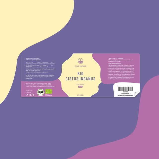 Thumbnail 6 de TRUE NATURE Bio Cistus Incanus – 1500 mg hochdosierte Zistrose pro Tag, 270 Kapseln (vegan)