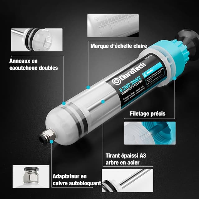Detalle de DURATECH Seringue à huile 200 mL — pompe manuelle 🛠