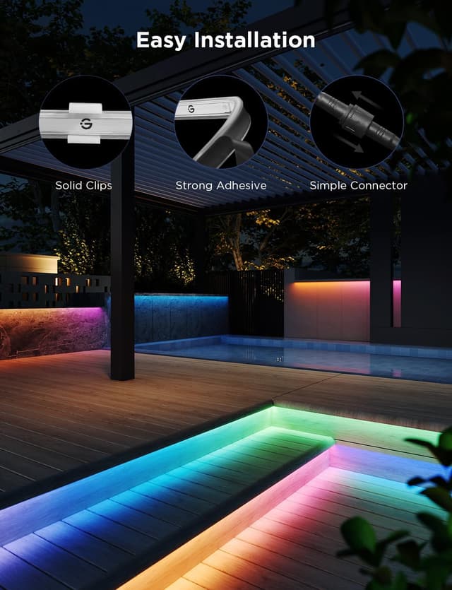 Detalle de Govee Outdoor LED Strip Light 10m RGBIC (IP65) with Music Sync and WiFi Voice Control
