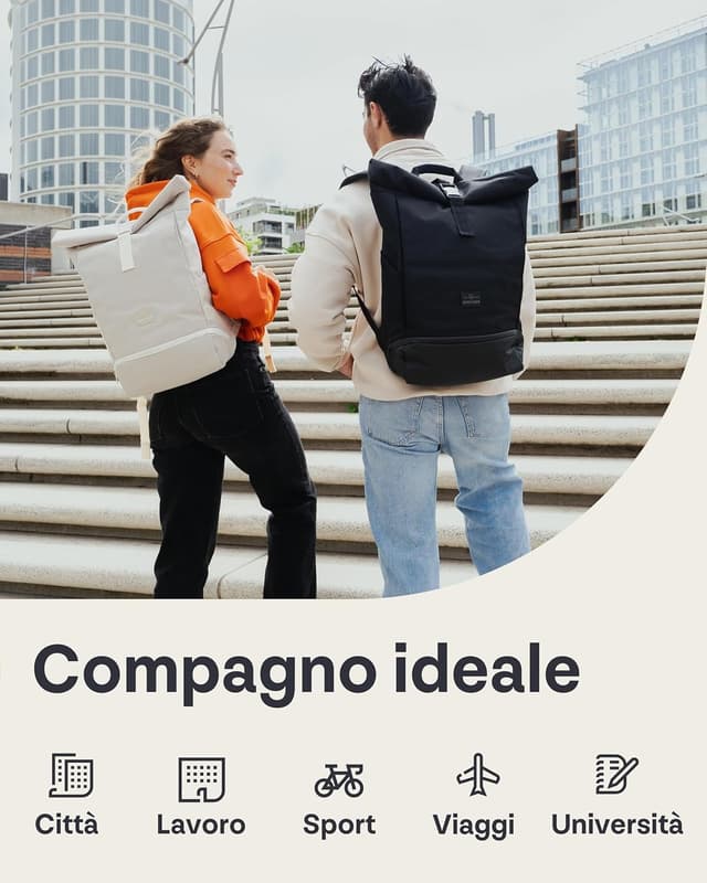 Thumbnail 6 de Johnny Urban Zaino Porta PC Zaino Rolltop Arancione Allen Medium con scomparto fino a 16 pollici, idrorepellente