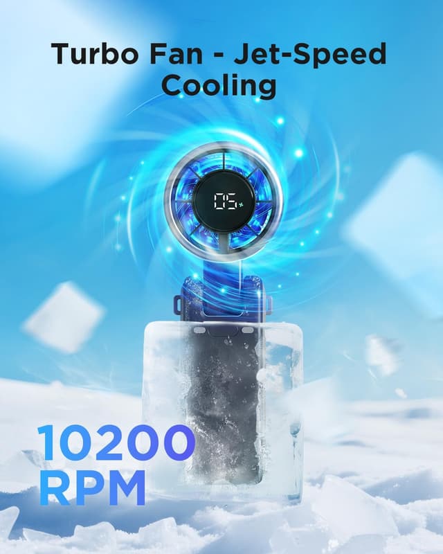 Detalle 2 de EasyAcc 3-in-1 Portable Handheld Fan 4000mAh ๐๐