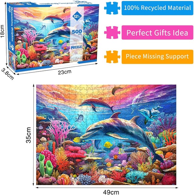 Thumbnail 4 de Dolphins 500-Piece Jigsaw Puzzle