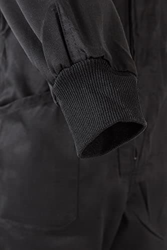 Detalle de Velilla 214 mono italiano negro con cierre asimétrico y doble cursor (talla 58)