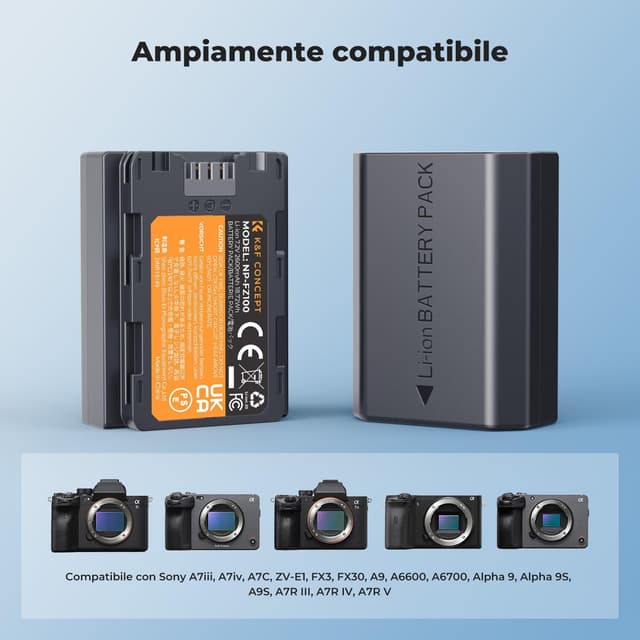 Thumbnail 3 de K&F CONCEPT NP-FZ100 2600mAh Batteria per fotocamera