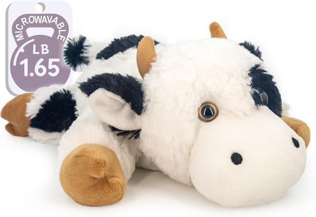 Detalle de Marysun Microwaveable Heated Cow Stuffed Animal – weighted plush heating pad gift